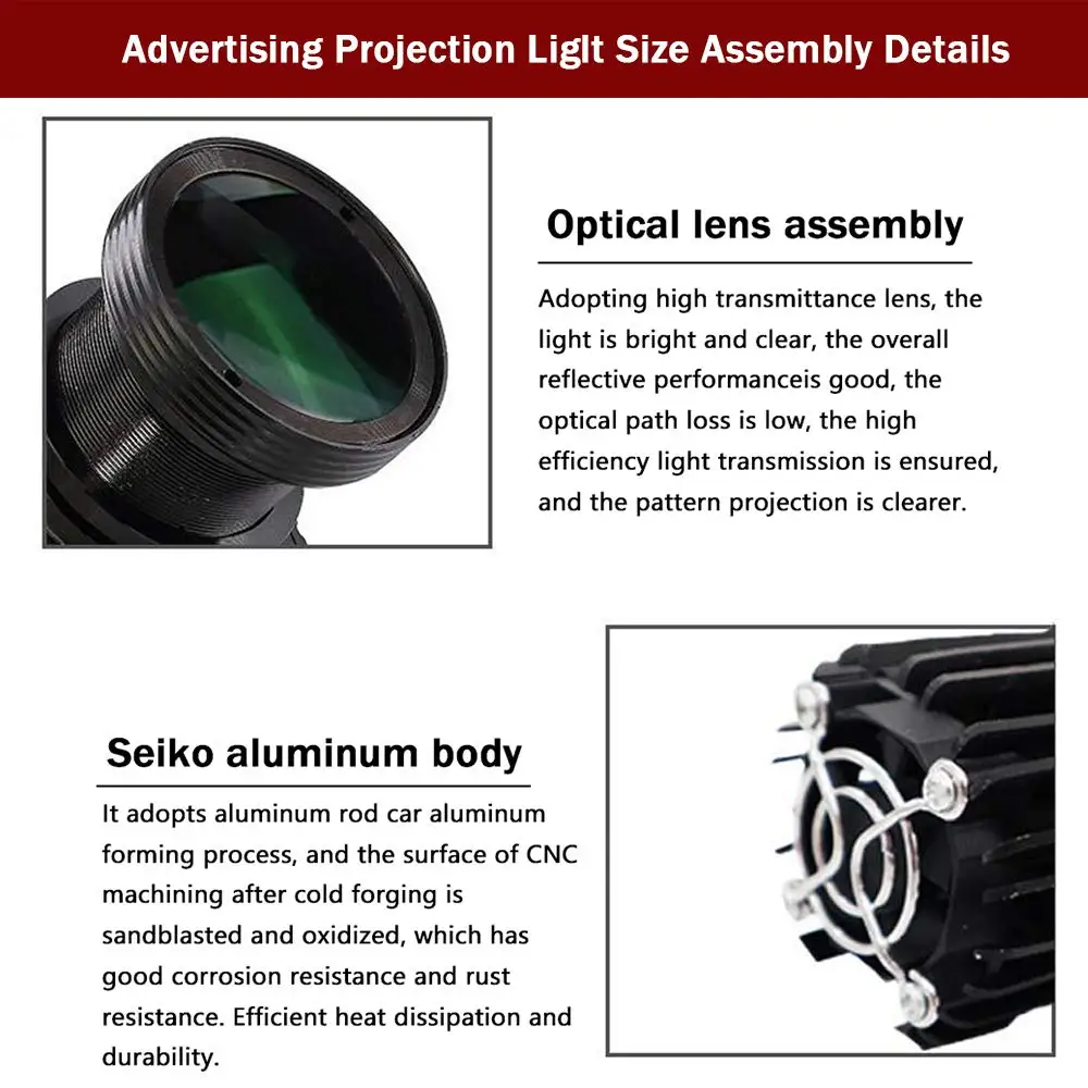 

100w Custom Logo Parttern Waterproof Outdoor Gobo Projector for Advertising Promotional Wedding Party Shopping Mall