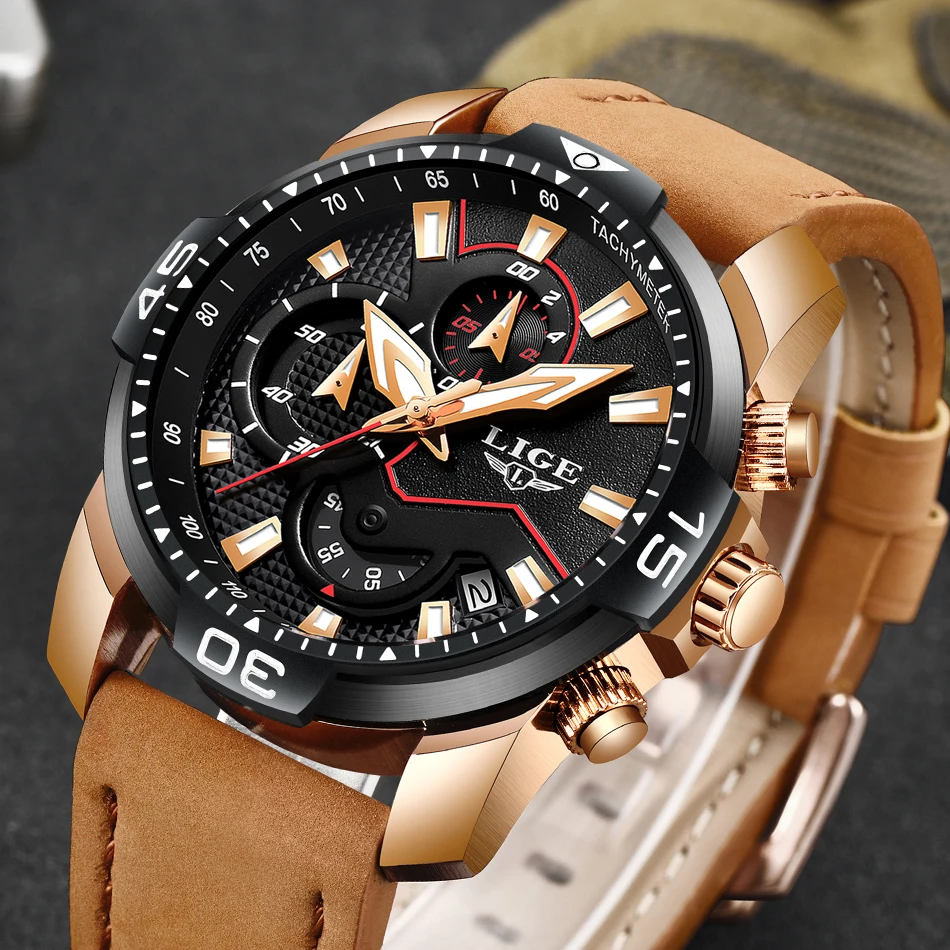 2019 LIGE новые мужские часы модный топ бренд класса люкс Хронограф
