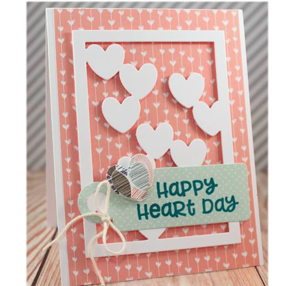 

Falling Hearts Panel Metal Cutting Dies Silver Stencil For Scrapbooking Album Photo Paper Card Craft Fun New 2019 83MM*115MM