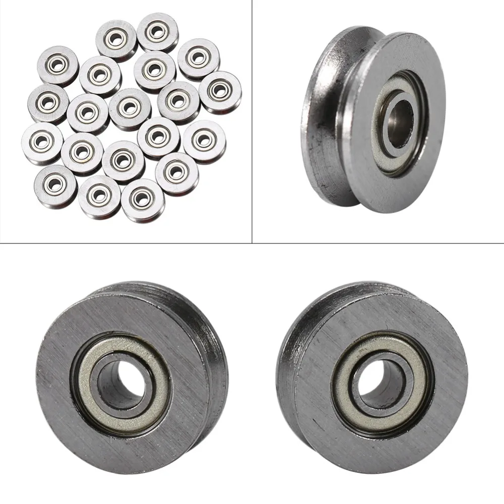 

20pcs V623ZZ Carbon Steel V Groove Ball Bearing Guide Pulley 3x12x4mm For Rail Track Linear Motion System