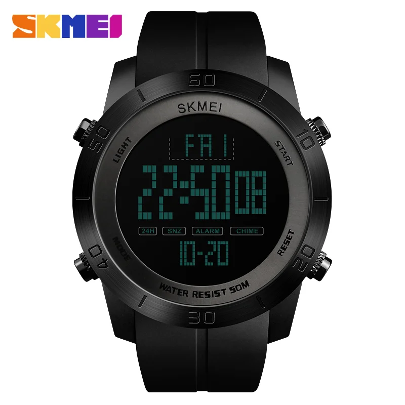 

SKMEI Men Sports Watches Countdown12/24 Hour Watch Alarm Chrono Digital Wristwatches 50M Waterproof Relogio Masculino 1253