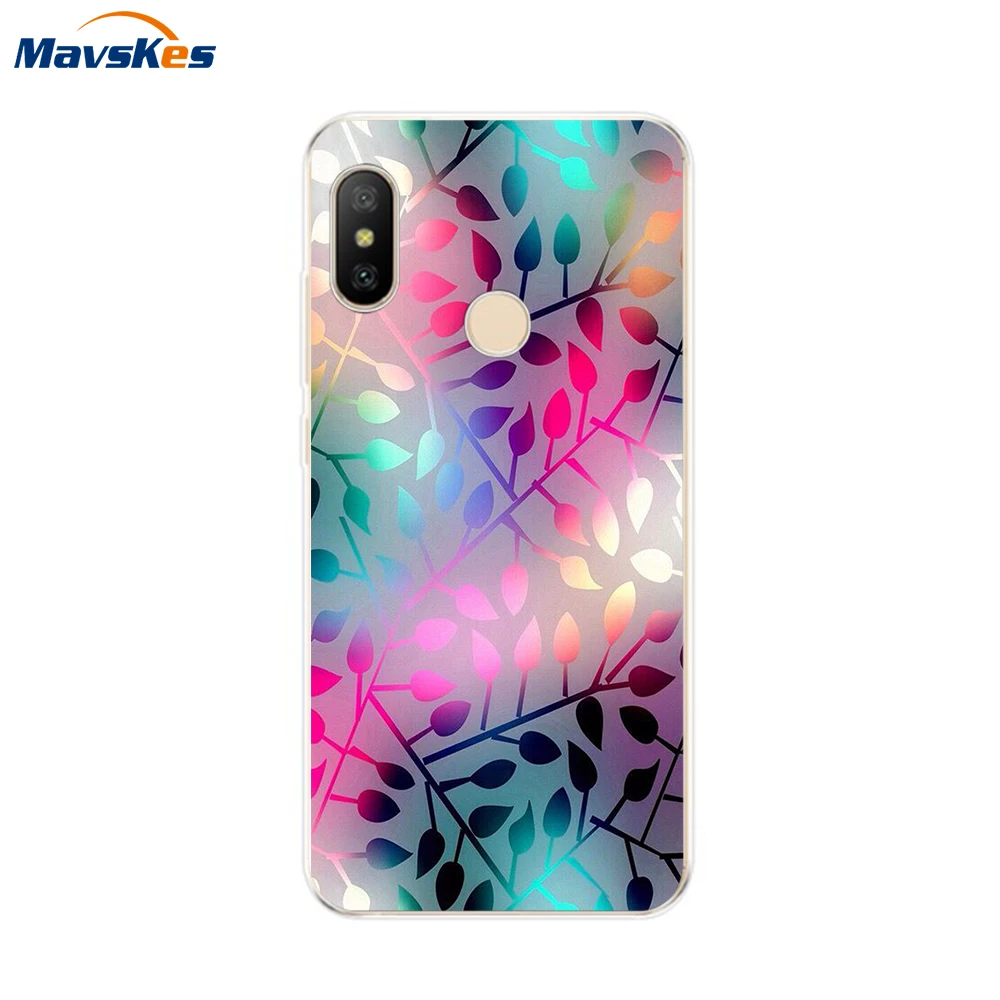 Силиконовый чехол для Xiaomi Mi A2 Lite мягкий телефона из ТПУ с цветочным рисунком