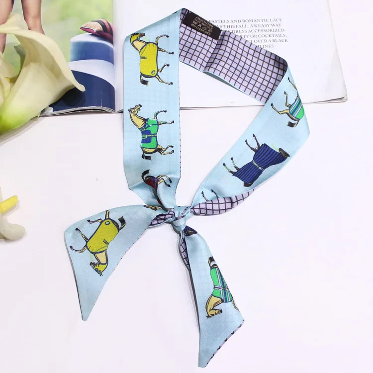 Смешанный тонкий рисунок лошадей шарф чокер из натурального шелка Женская