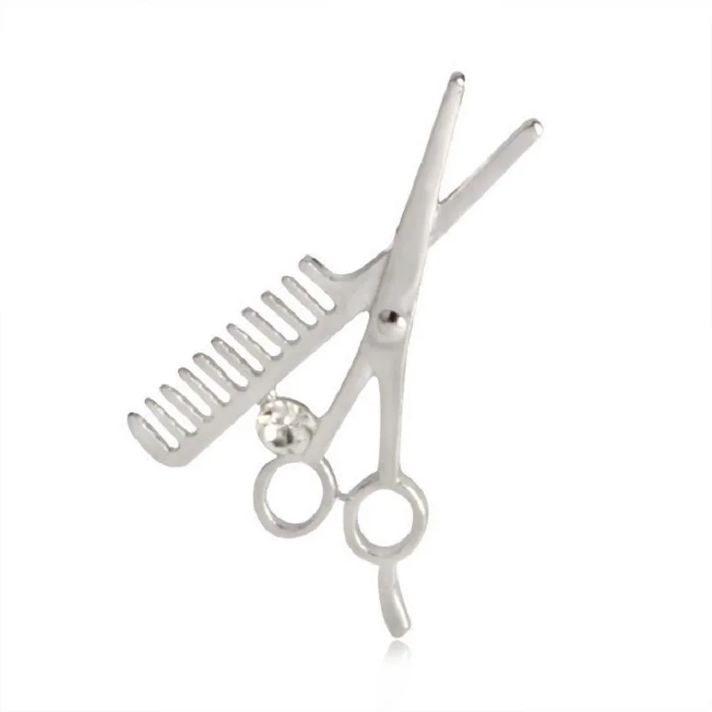 Модные броши в виде ножниц и расчески из золотого сплава инкрустированные Стразы