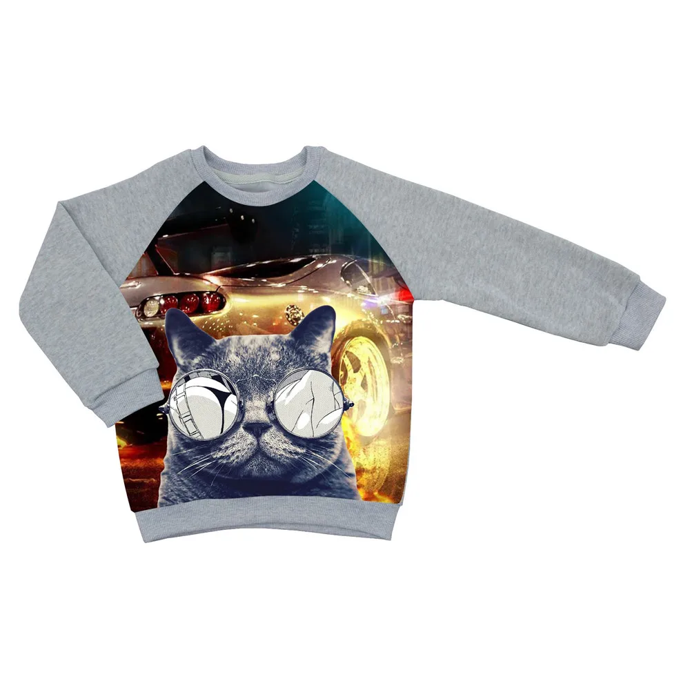 Комплекты одежды для детей модные комплекты с принтом кота и очков мальчиков