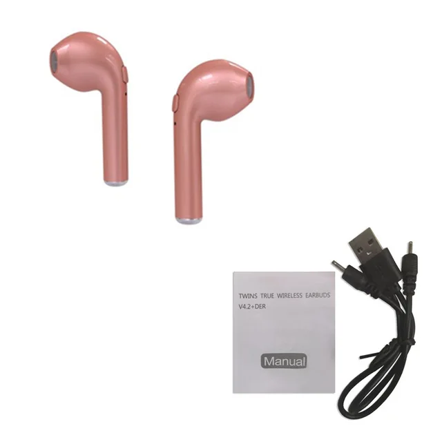 2 Pink with cable Горячая I7 i7s наушники-вкладыши TWS беспроводные наушники бинауральные Bluetooth 5,0 наушники гарнитура с микрофоном для iphone смартфон - Цвет: 2 Pink with cable