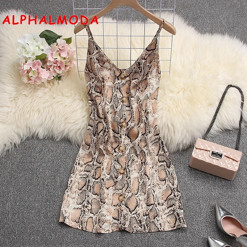 Женское однобортное платье ALPHALMODA ТРАПЕЦИЕВИДНОЕ мини-платье на бретельках со