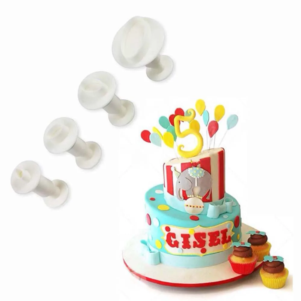 4 шт. DIY Овальный торта Еда Класс Пластик Sugarcraft Фондант Плунжер Резаки для SIM-карт cookie формы для выпечки Инструменты Кухня Интимные аксессуары