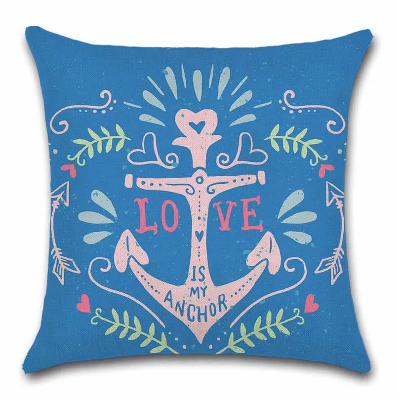 Синий цветок якорь Бежевый наволочка декоративный стул диван сиденье автомобиля