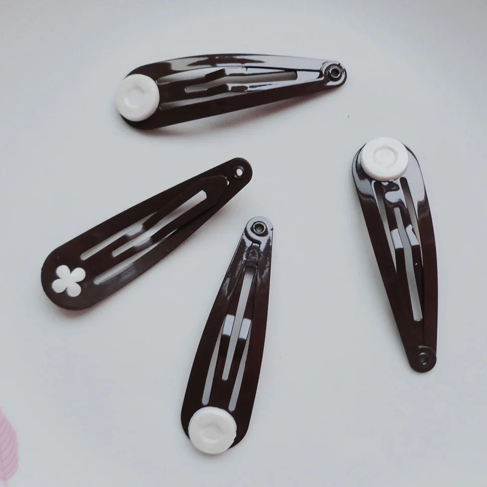 Coffee hair clips 10 шт. 5,0 см металлические заколки для волос DIY детский бант для волос простые заколки без никеля без свинца - Цвет: Coffee hair clips