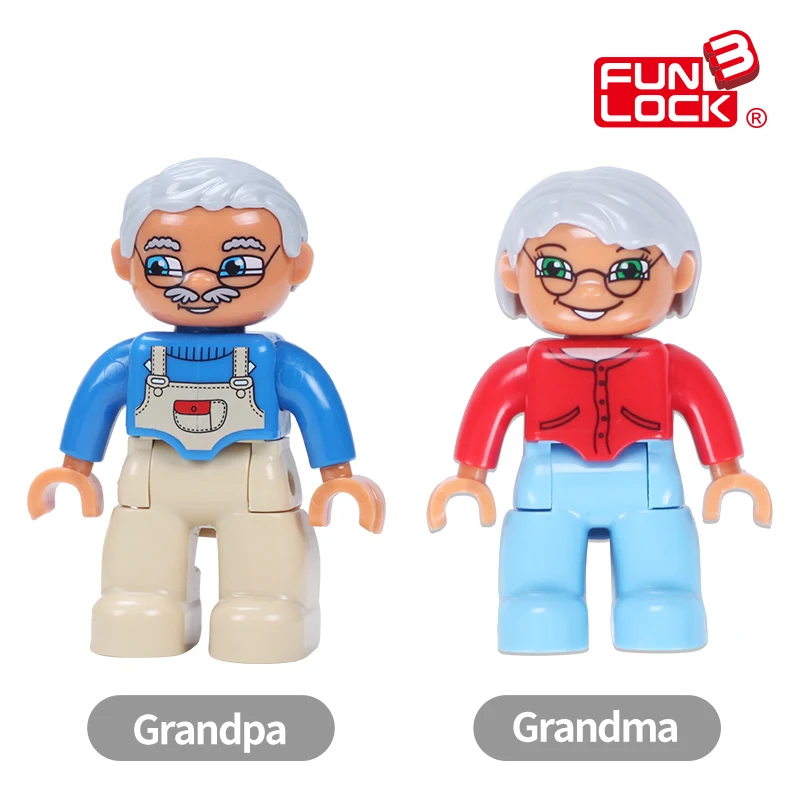 Funlock Duplo фигурки блоки моя семья папа мать брат сестра дедушка бабушка детские