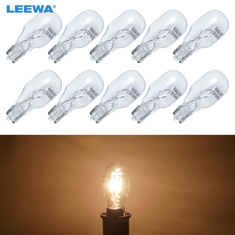 LEEWA 200pcs Warm White Car T15 Wedge 12V 16W Halogen Bulb External Halogen Lamp Replacement Dashboard Bulb Light #CA1310