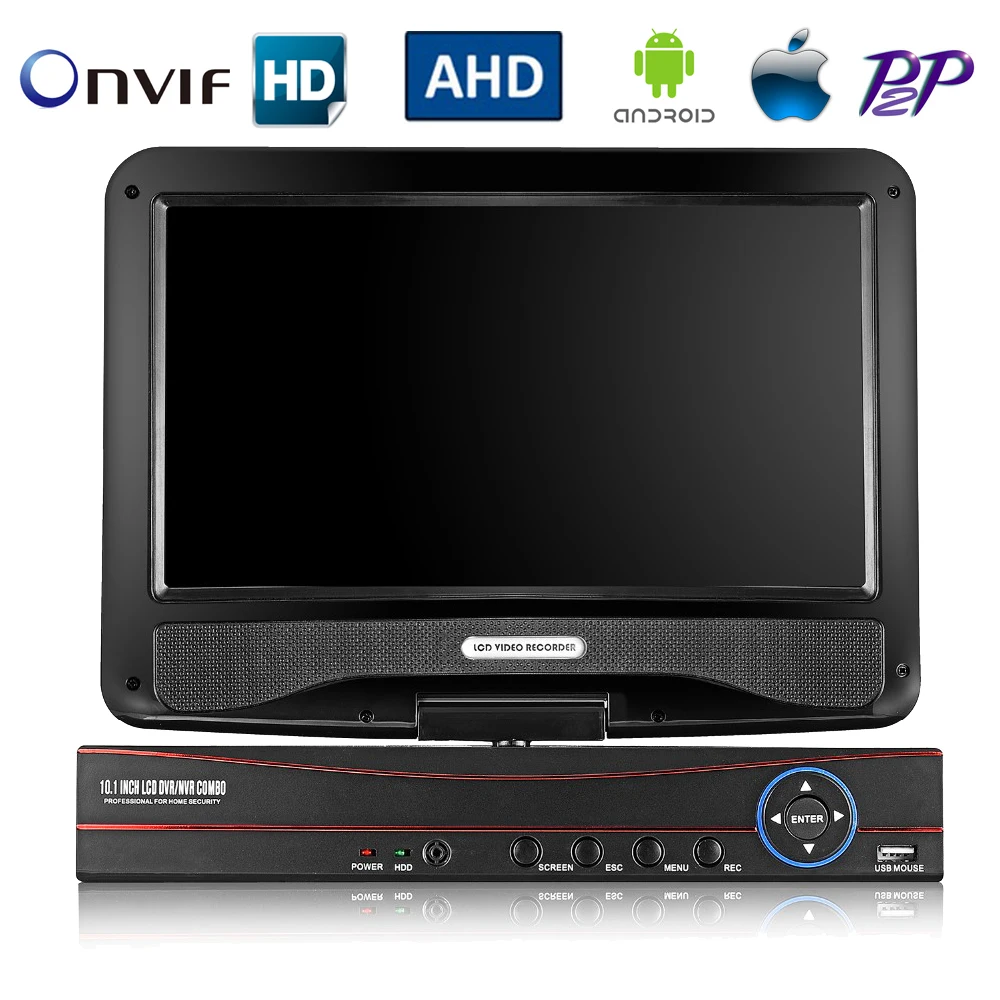 Все в одном AHD камера видеонаблюдения Регистраторы DVR 8CH Встроенный 10 ''ЖК