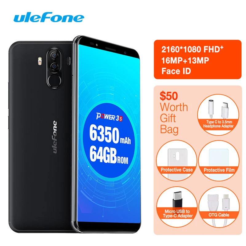Ulefone Power 3S смартфон с 6 дюймовым дисплеем восьмиядерным процессором MTK6763 ОЗУ 4 Гб