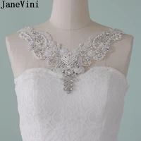 janevini 2020 handmade beaded bride necklace luxury crystal pearls bridal shoulder chain ribbon wedding shoulder chains jewelry