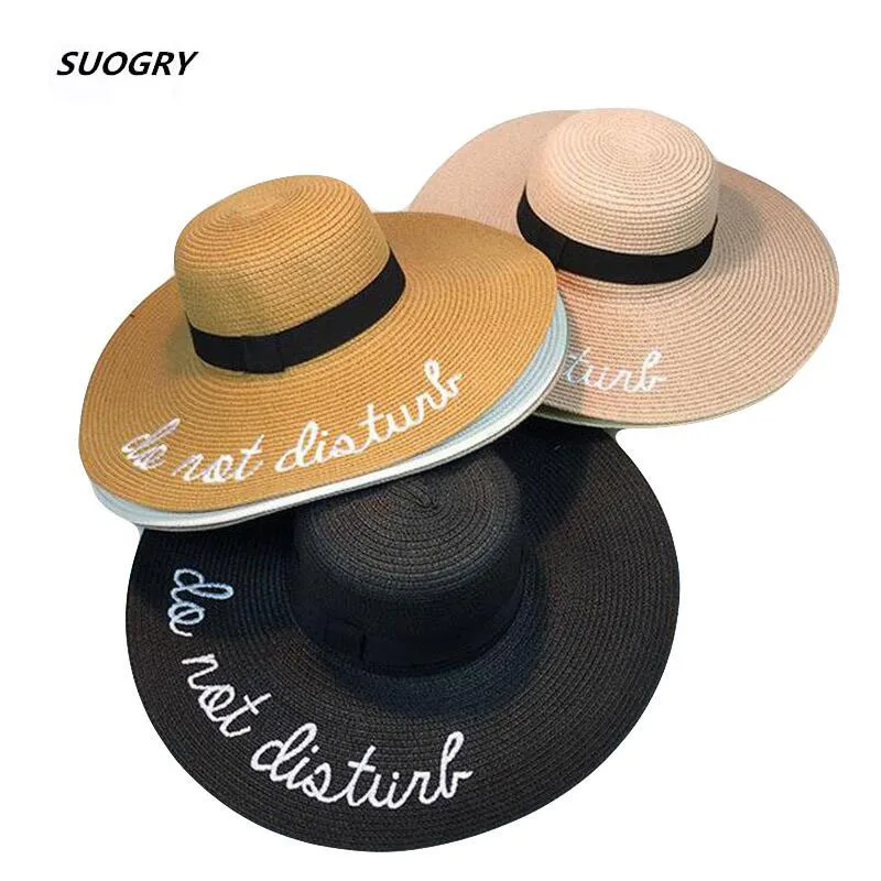 

Шляпка от солнца с широкими полями женская, Соломенная Панама С Вышивкой Букв, для девушек и женщин, не беспокоить