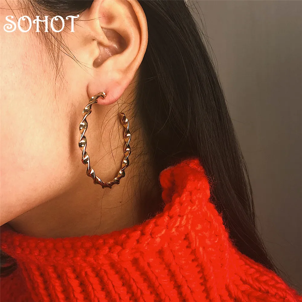 SOHO 2019 винтажные спиральные новые большие 5 см женские кольца европейского бренда