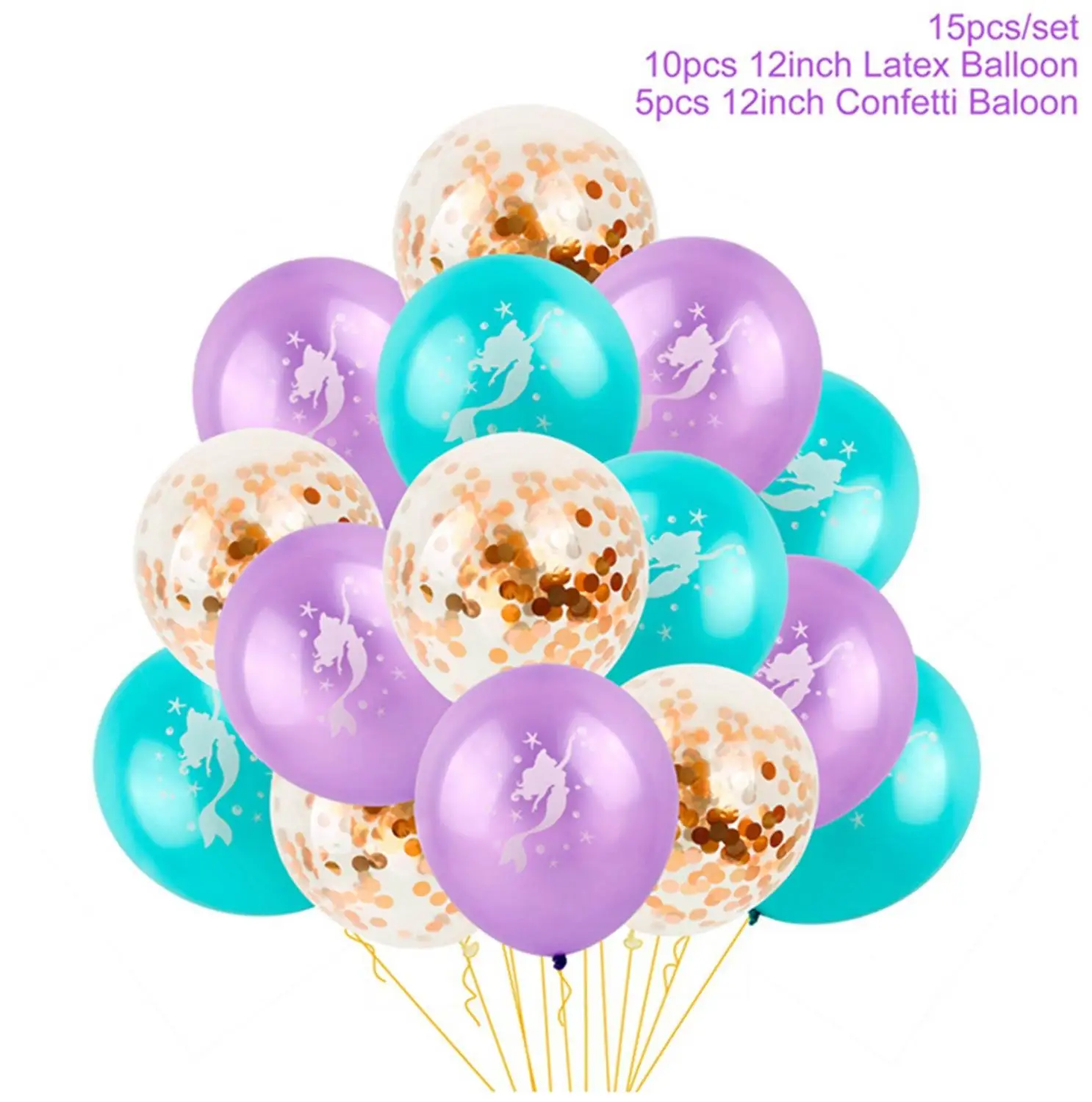 confetti ballon 3 Плакат с русалкой воздушные шары Русалка С Днем Рождения украшения маленькая Русалка Вечерние наборы; детский душ Декор Свадебный деко - Color: confetti ballon 3