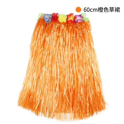 orange 40/60 см длина Гавайский стиль костюм Цветочная юбка гирлянда хула юбка танцевальный вечерний костюм Женская одежда гавайские вечерние принадлежности PAT4 - Цвет: orange