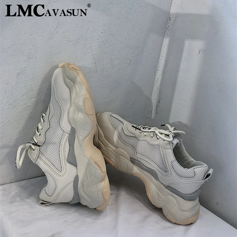 LMCAVASUN/кроссовки на массивном каблуке; коллекция года; женские кроссовки на платформе; удобные дышащие кроссовки из искусственной кожи на плоской подошве; женские кроссовки на платформе