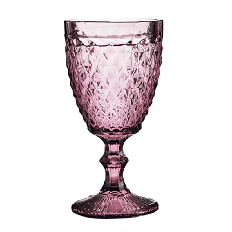 Vintage embossed red wine glass glass goblet creative wine glass home juice cup drinking cup large 2