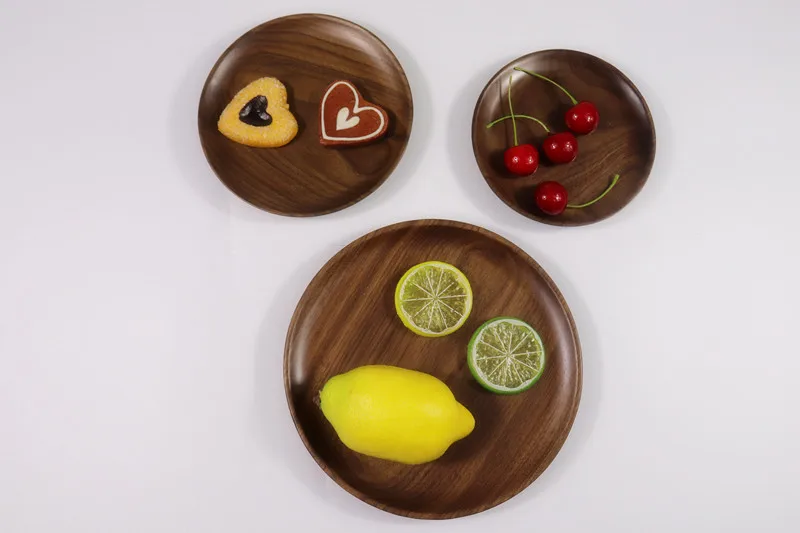 1 шт. черный орехового дерева плиты в западном стиле круглые деревянные пиццы