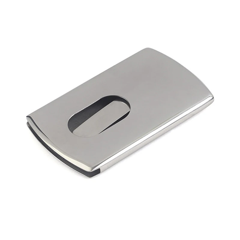 Fashion Thumb Slide Out Stainless Steel Business card holder pocket metal case for men black box packing | Багаж и сумки