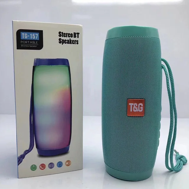 green Tg 157 светодиодный bluetooth-динамик 10 Вт Bluetooth портативный звуковой блок HIFI Автомобильная компьютер Беспроводная колонка fm-радио USB Сабвуфер для HUAWEI - Цвет: green