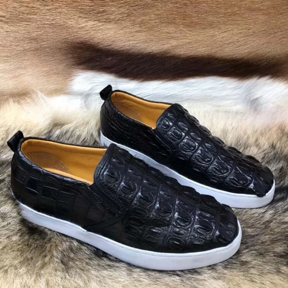 2018 прочная однотонная мужская обувь из натуральной крокодиловой кожи модная с