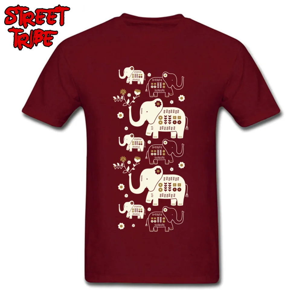 Футболка Folksy Elephants милая Мужская футболка из хлопчатобумажной ткани с принтом