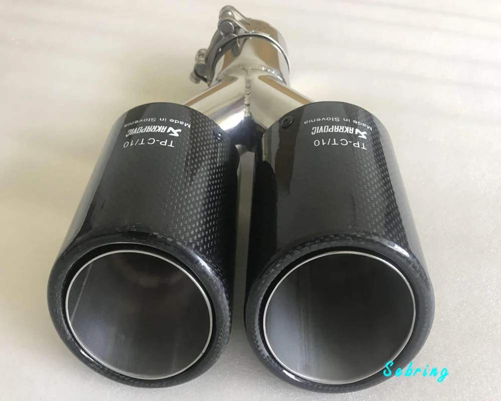 Углеродное волокно Стайлинг AKRAPOVIC нержавеющая сталь Универсальный двойной полный углеродного выхлопной трубы автомобиля