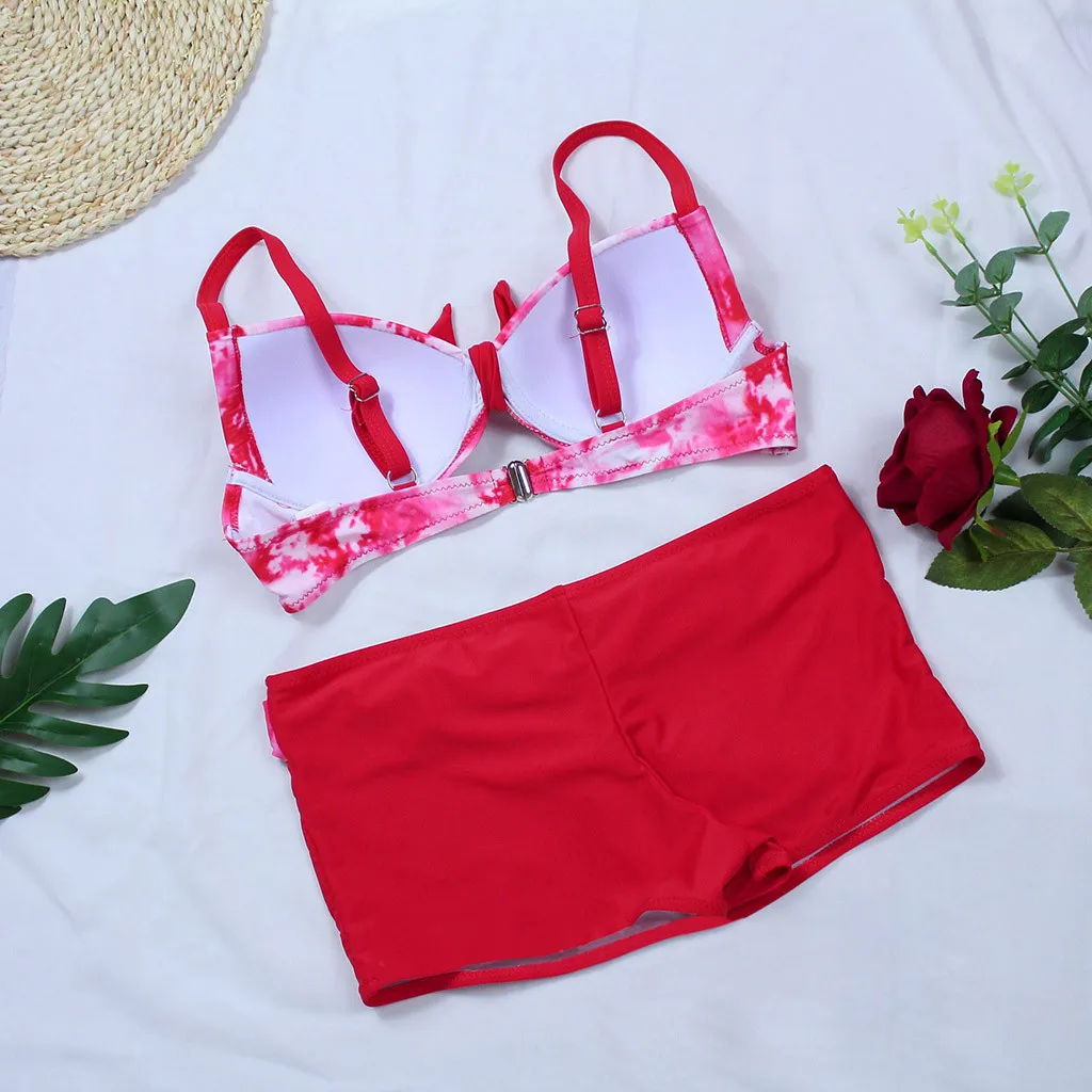 Женский купальник-бикини с цветочным принтом бандажный купальный костюм
