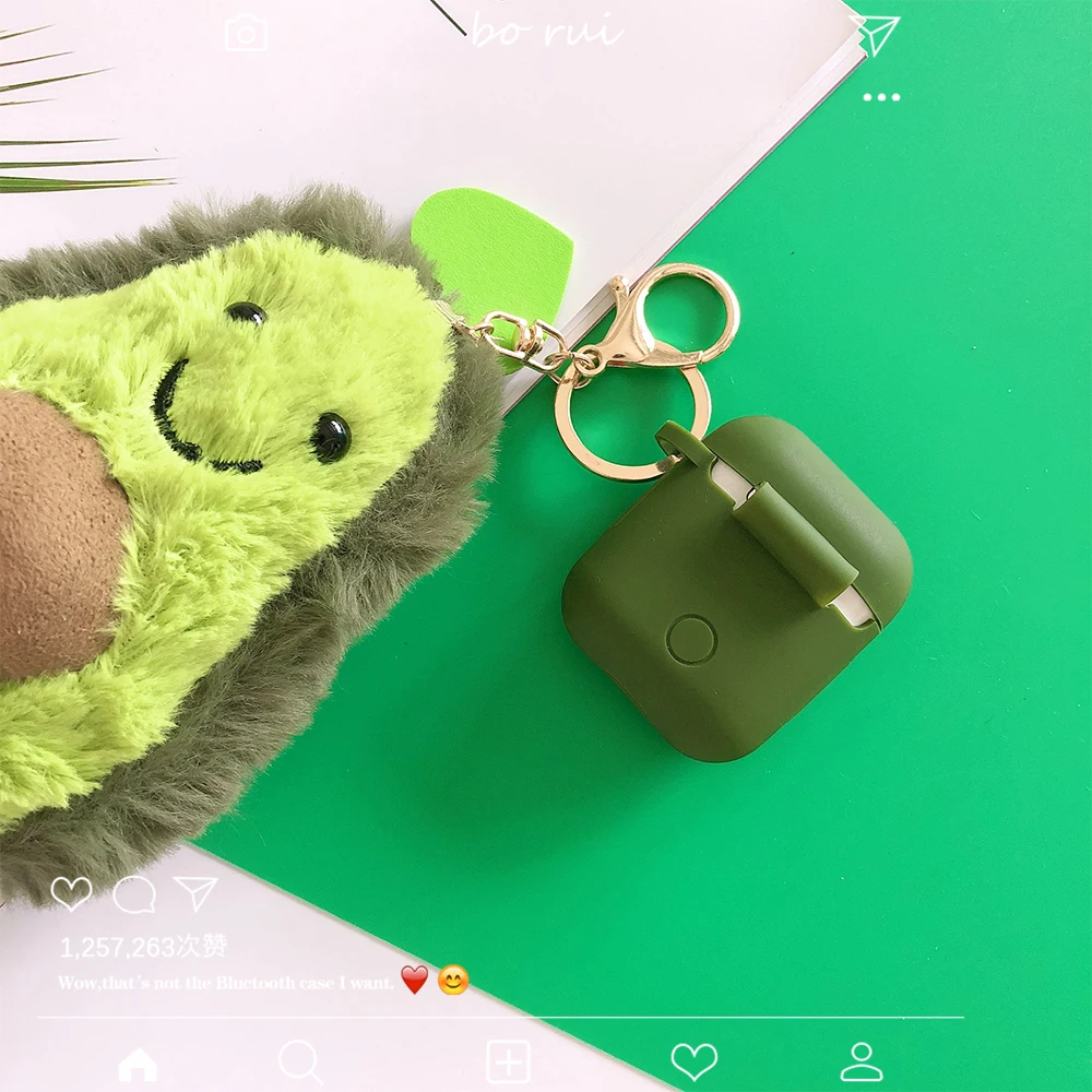 Милый мультфильм Плюшевый авокадо брелок кулон+ силиконовый защитный чехол для наушников для Apple Airpods 1 2 Наушники противоударный чехол