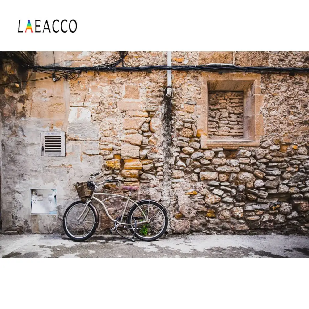 Фон для фотосъемки Laeacco старый Сельский деревня каменный дом велосипедная аллея