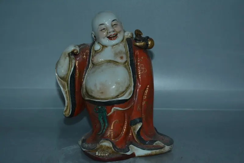 

Антикварная фарфоровая статуэтка QingDynasty, пастельный Будда #042, резные ремесла, украшение, коллекция и украшение, бесплатная доставка