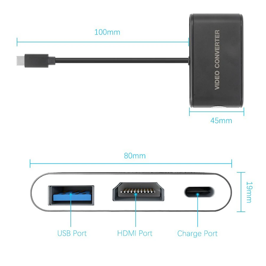 Type-C USB-C to HDMI Adapter HD Video Converter with USB Hub for Nintend Switch Game Console USB3.0 Port | Электроника