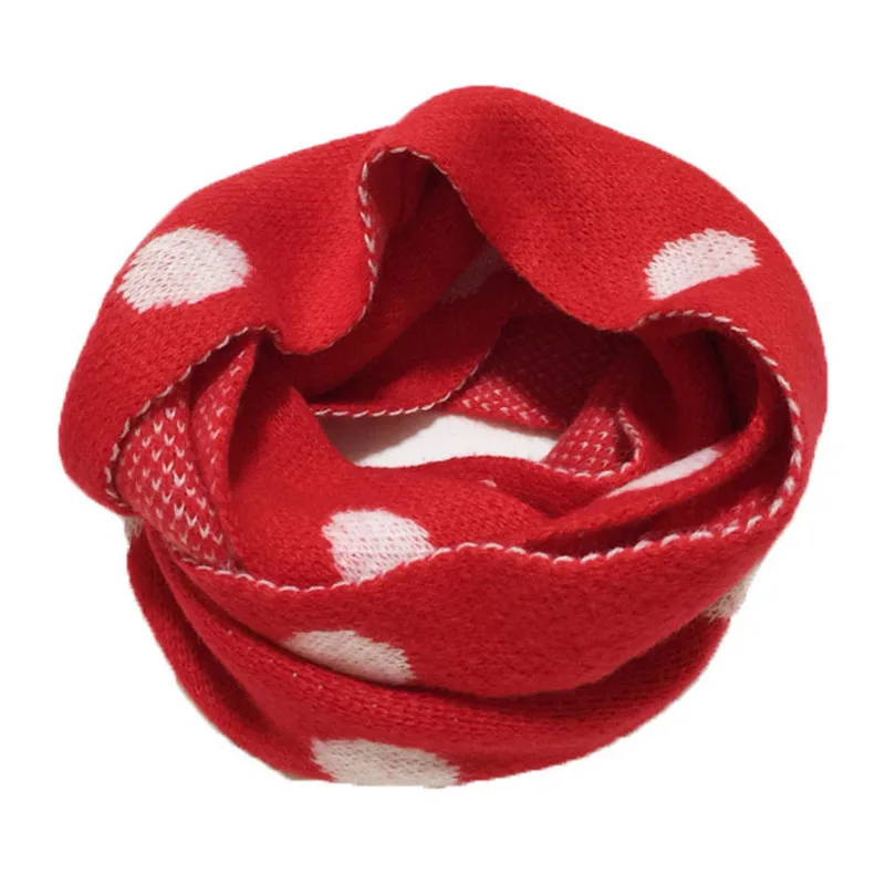 Детский вязаный шерстяной шарф в горошек Осень-зима |