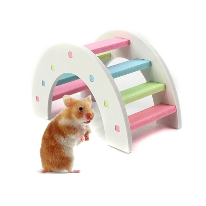 

1PCS Pet Hamster Rabbit Molar Chewing Toy Eco Wooden Colored Arch Bridge Toys Small Pet Grind Teeth Entertainment Toy 2020 New