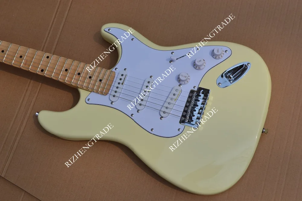 Электрический Гитары кремово белого цвета ST пластины с канавками Бесплатная