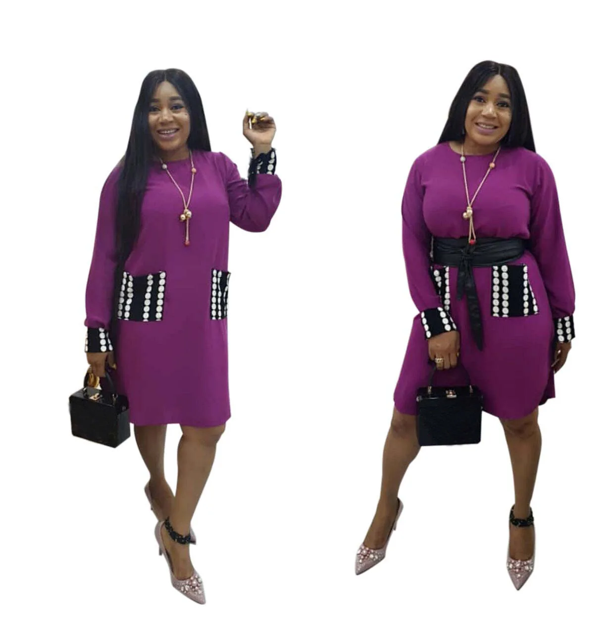 Женское платье с длинным рукавом и поясом на талии скромная стильная африканская