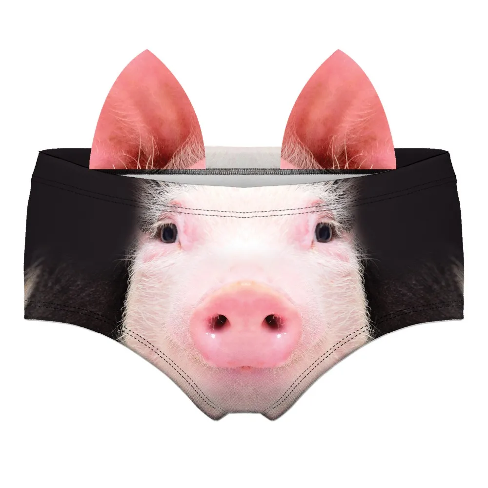 Новое поступление, модное сексуальное нижнее белье с 3D принтом, Kawaii, трусики с кошачьими ушками, с быком, собакой, гепардом, лисой, дикими животными, женские трусы