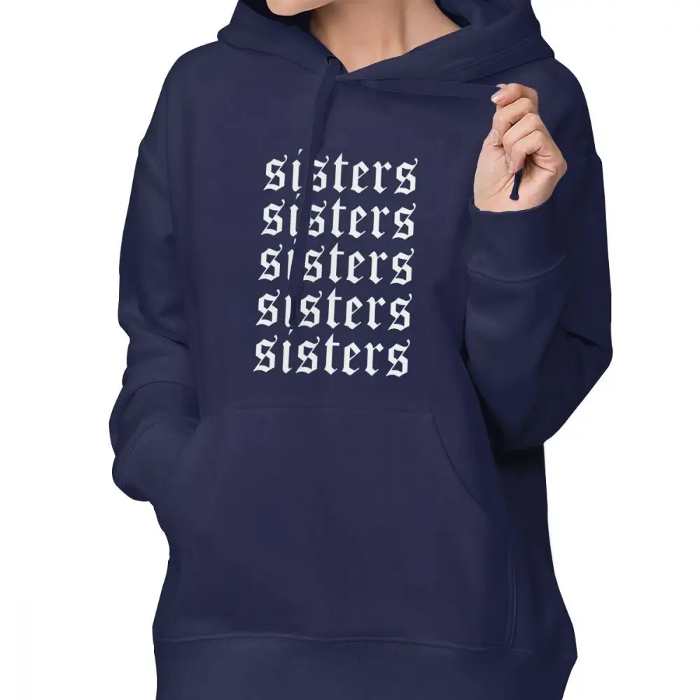 Толстовка с капюшоном с надписью «Sisters James Charles Merch Repeat», белые толстовки с капюшоном, женская уличная одежда, пуловер с длинным рукавом, худи - Цвет: Тёмно-синий
