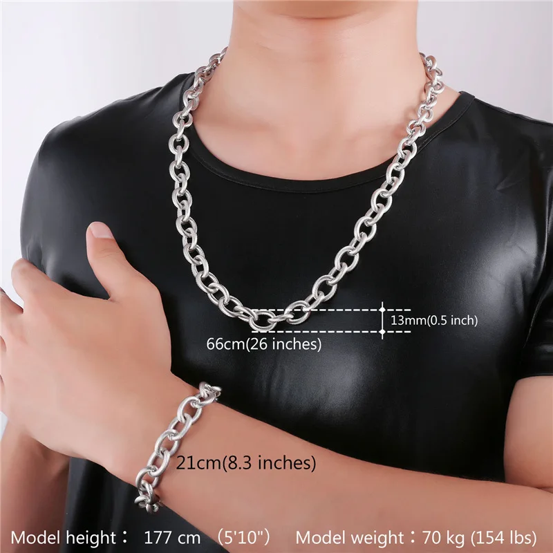 13 мм браслет цепочка и массивное ожерелье комплект ювелирных изделий для мужчин