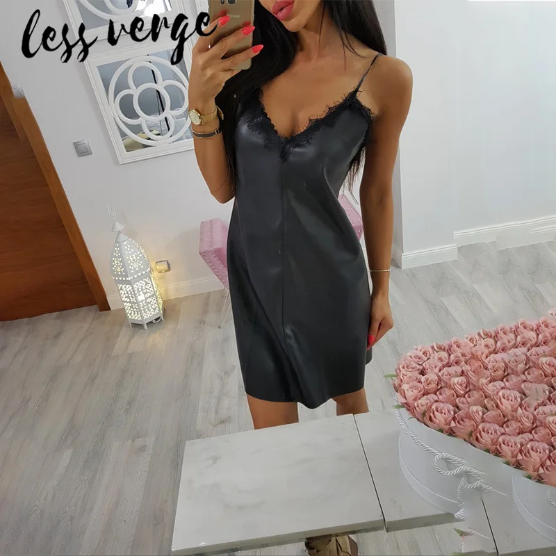 Lessverge сексуальное кружевное черное платье с v образным вырезом из мягкой