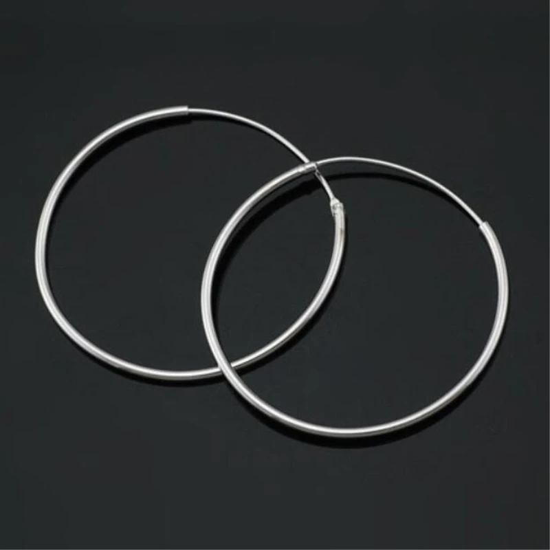 Простые гладкие круглые корейские серьги из стерлингового серебра 925 пробы