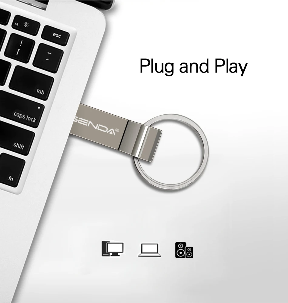 Wansenda, Металлический Стальной USB флеш-накопитель, 4 ГБ, 8 ГБ, 16 ГБ, 32 ГБ, 64 ГБ, 128 ГБ, портативный флеш-накопитель с цепочкой для ключей, высококачественный флеш-накопитель