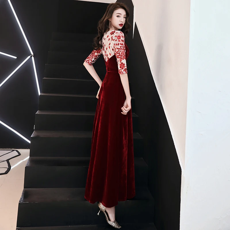Вечернее платье weiyin de soiree сексуальные велюровые вечерние платья с круглым