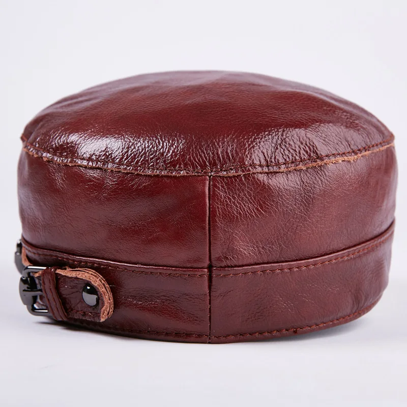 100% Genuine Leather Baseball Cap New Men's Real Male Adult Solid Adjustable Army Hat Winter Warm Peaked B-7204 | Аксессуары для