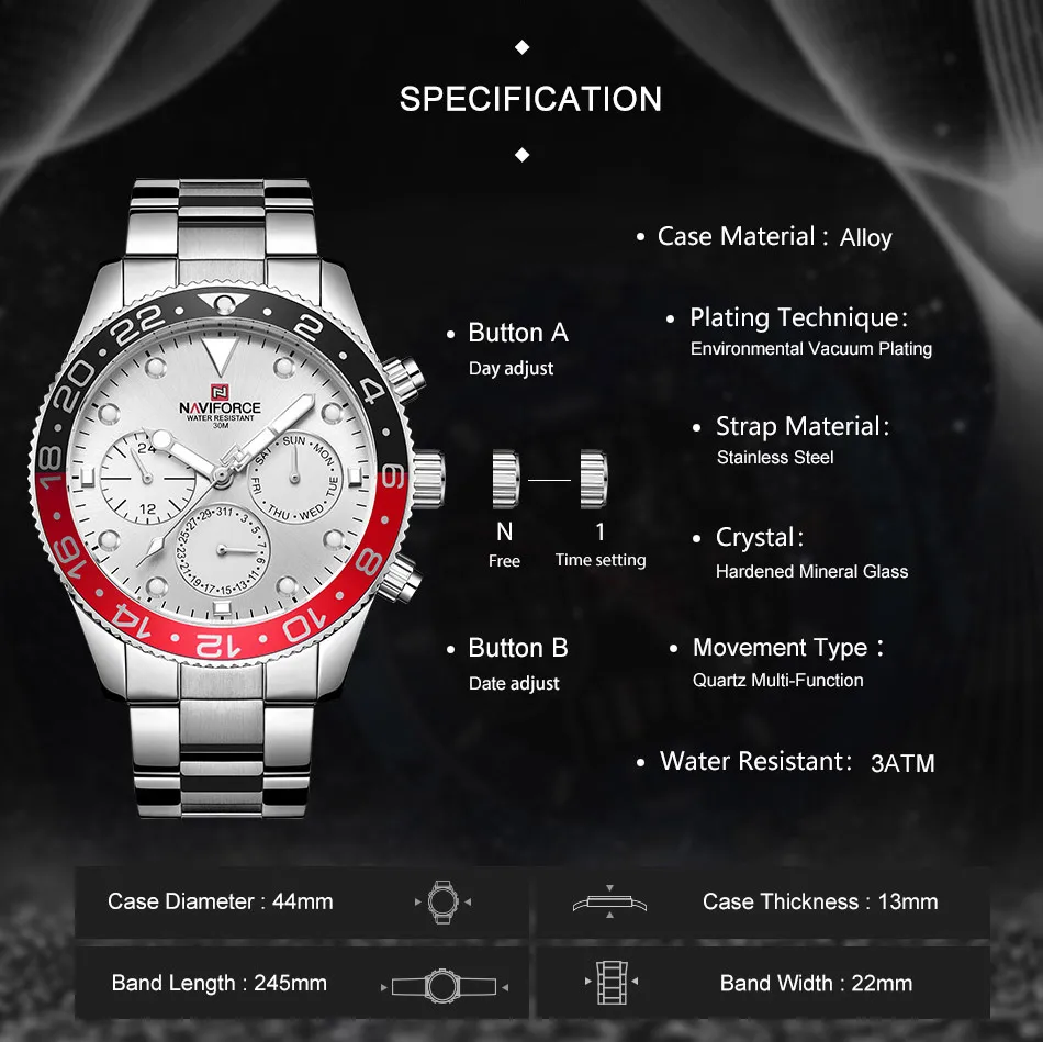 NAVIFORCE Relogio Masculino мужские часы Топ бренд класса люкс спортивные водонепроницаемые военные наручные часы кожа кварцевые мужские часы 9147