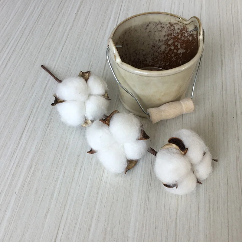 8 Inch 3 Heads Artificial Cotton Flower Boll Single Picks for Farmhouse Decor Dried Flowers | Дом и сад